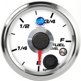 2-1/16" Fuel Level Gauge White Face (programmable) (w/ warning)