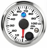 2-1/16" Oil Pressure Gauge 100 psi White Face (w/ warning)