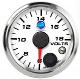 2-1/16" Volt Gauge 6-18V White Face  (w/ warning)