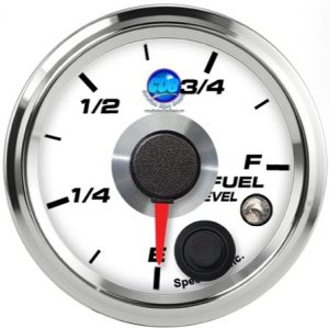 2-1/16" Fuel Level Gauge White Face (programmable) (w/ warning)