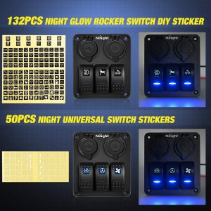 3 Gang Rocker Switch Panel Waterproof Pre-Wired w/ Dual USB Charger Socket & Cigarette Lighter Socket